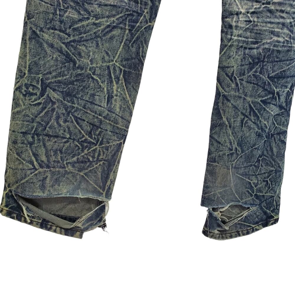 Brooklyn Xpress | 32x32 Trashed Distressed Slim Straight Leg Jeans Grunge - Picture 5 of 9